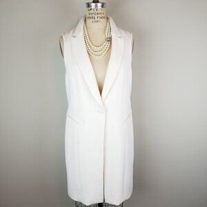 WHBM White House Black Market Long Cream Sleeveless Vest